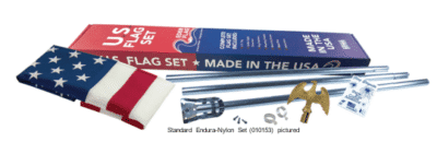 Blue and silver flag set with Endura-Nylon rods in packaging.