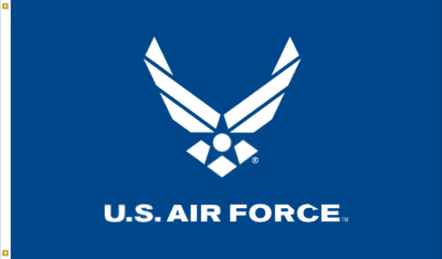 U.S. Air Force emblem on a blue background.