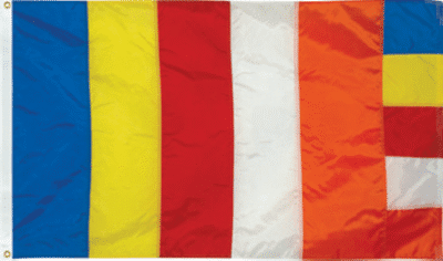 Four vertical stripes in yellow, red, white, and orange colors.