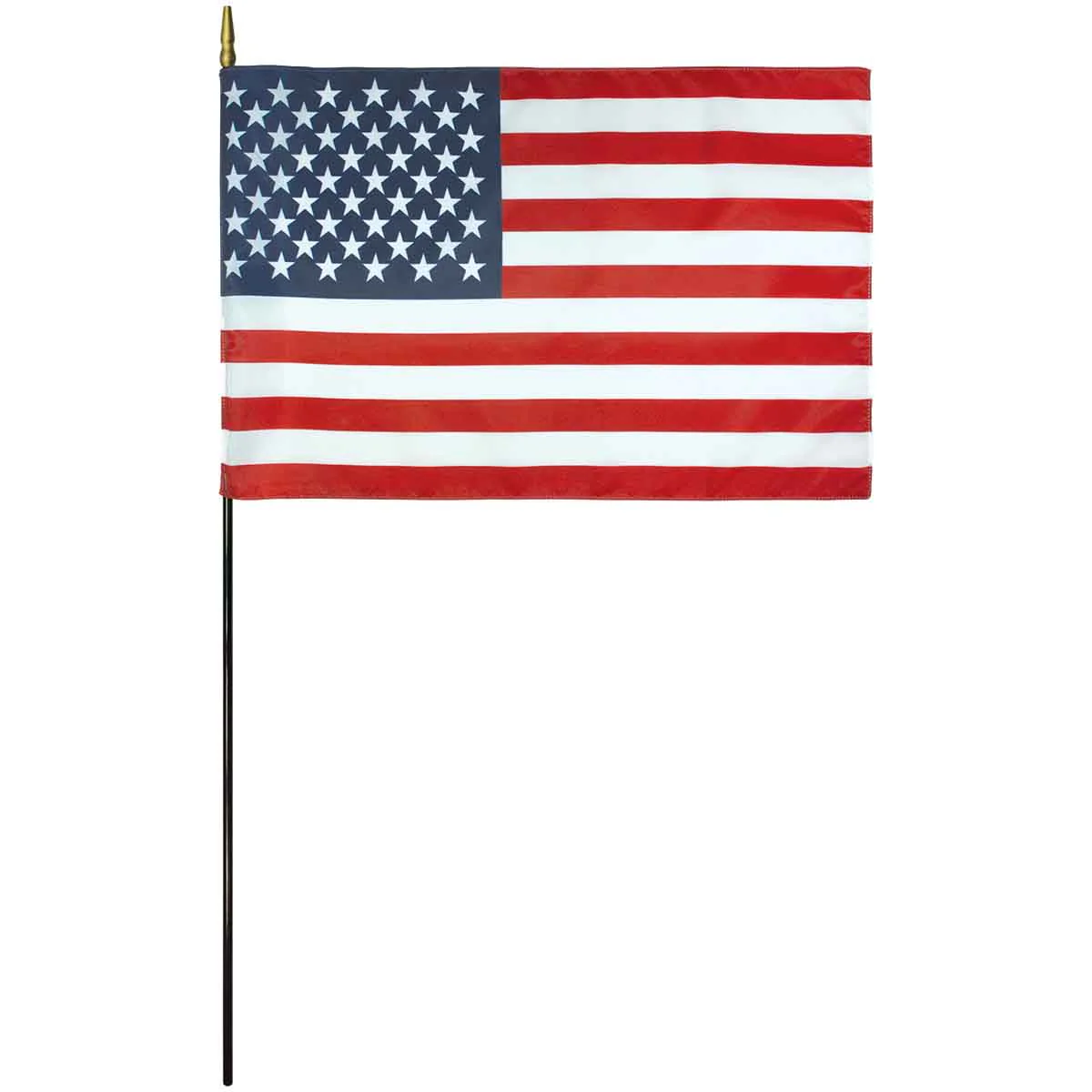 American flag on a pole with 50 stars and 13 stripes.